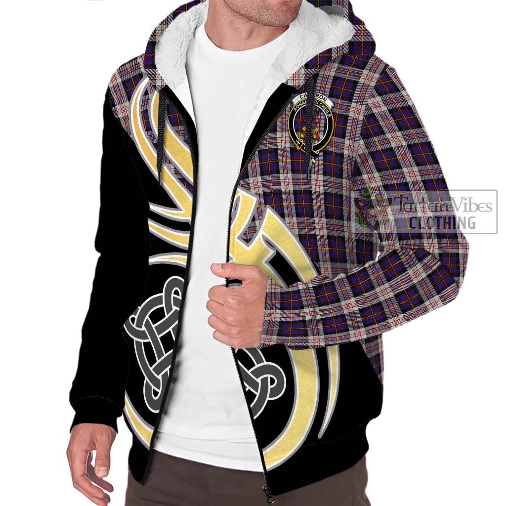 Cameron of Erracht Dress Tartan Sherpa Hoodie with Family Crest and Celtic Symbol Style - Tartan Vibes Clothing