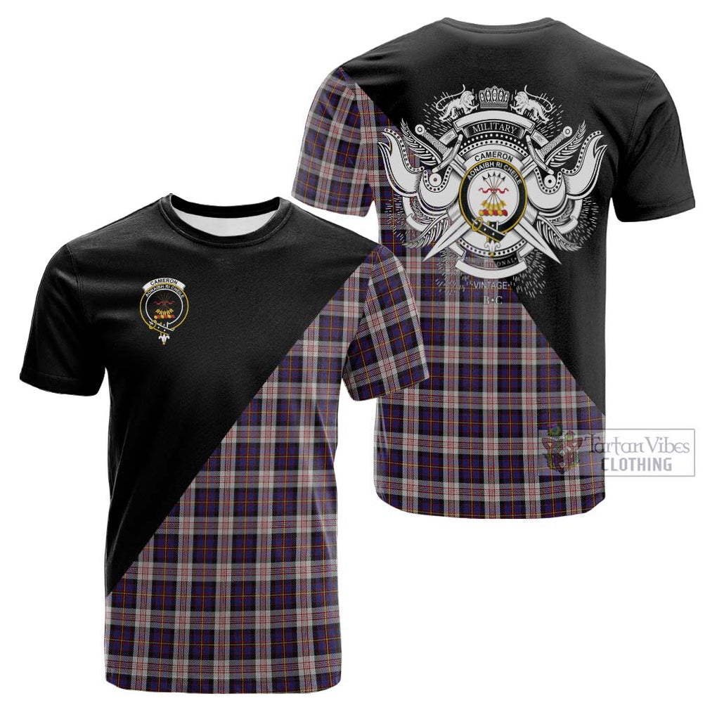 Tartan Vibes Clothing Cameron of Erracht Dress Tartan Cotton T-shirt with Family Crest and Military Logo Style