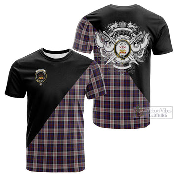 Cameron of Erracht Dress Tartan Cotton T-shirt with Family Crest and Military Logo Style