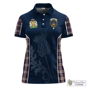 Cameron of Erracht Dress Tartan Women's Polo Shirt with Family Crest and Scottish Thistle Vibes Sport Style