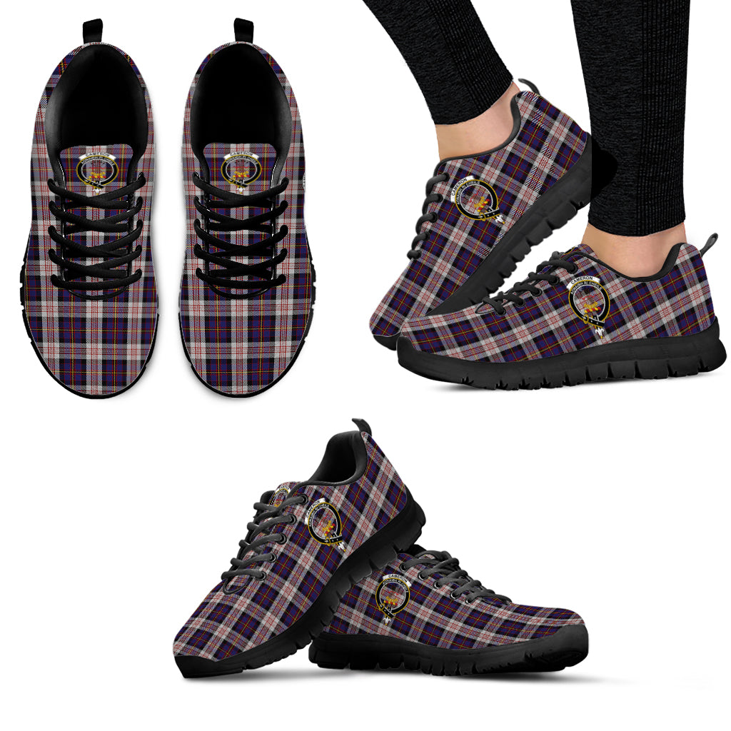 Cameron of Erracht Dress Tartan Sneakers with Family Crest - Tartan Vibes Clothing