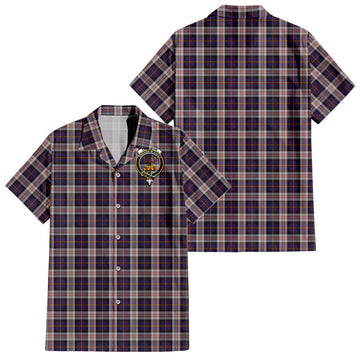 Cameron of Erracht Dress Tartan Short Sleeve Button Down Shirt with Family Crest