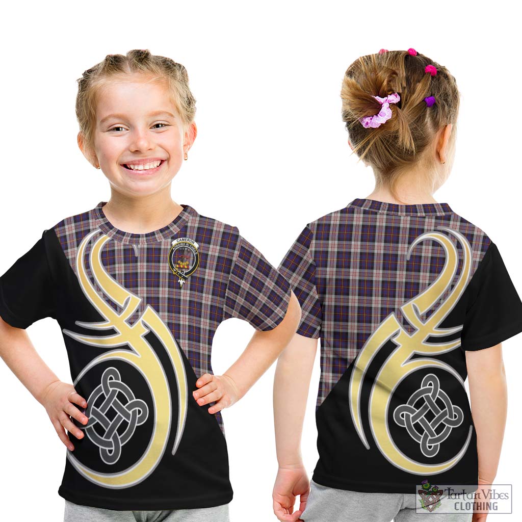 Cameron of Erracht Dress Tartan Kid T-Shirt with Family Crest and Celtic Symbol Style - Tartan Vibes Clothing