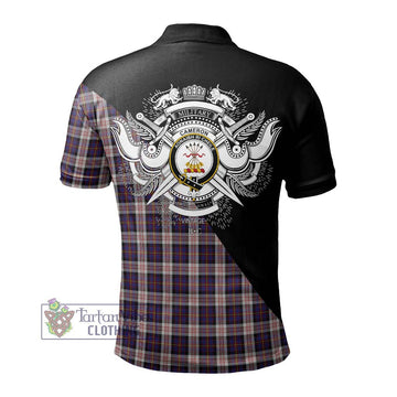 Cameron of Erracht Dress Tartan Polo Shirt with Family Crest and Military Logo Style