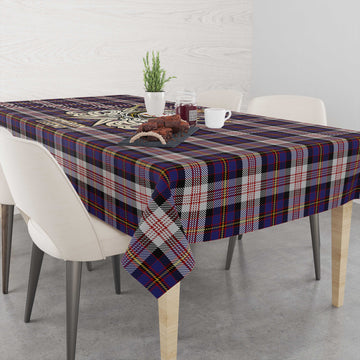 Cameron of Erracht Dress Tartan Tablecloth with Clan Crest and the Golden Sword of Courageous Legacy