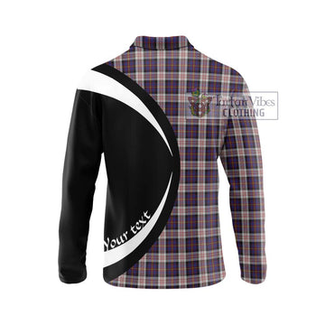 Cameron of Erracht Dress Tartan Long Sleeve Polo Shirt with Family Crest Circle Style