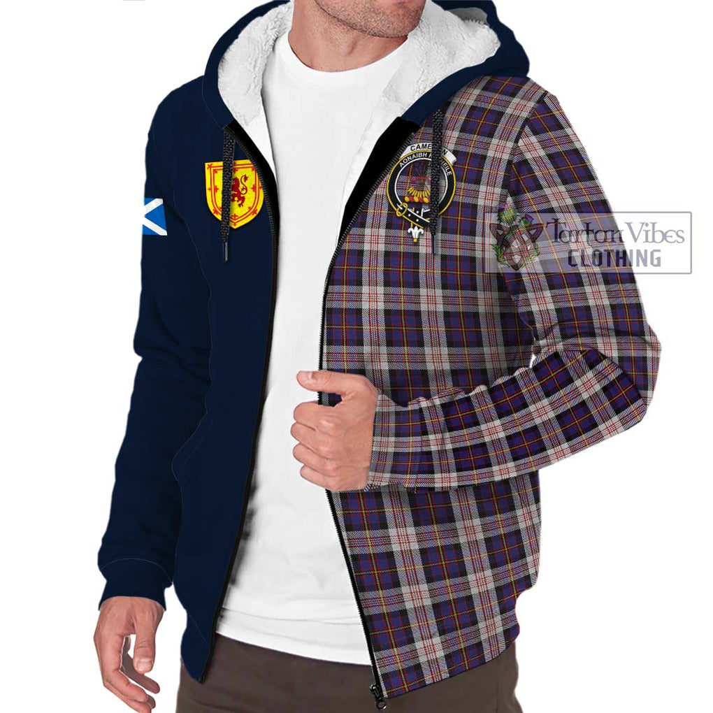 Tartan Vibes Clothing Cameron of Erracht Dress Tartan Sherpa Hoodie with Scottish Lion Royal Arm Half Style