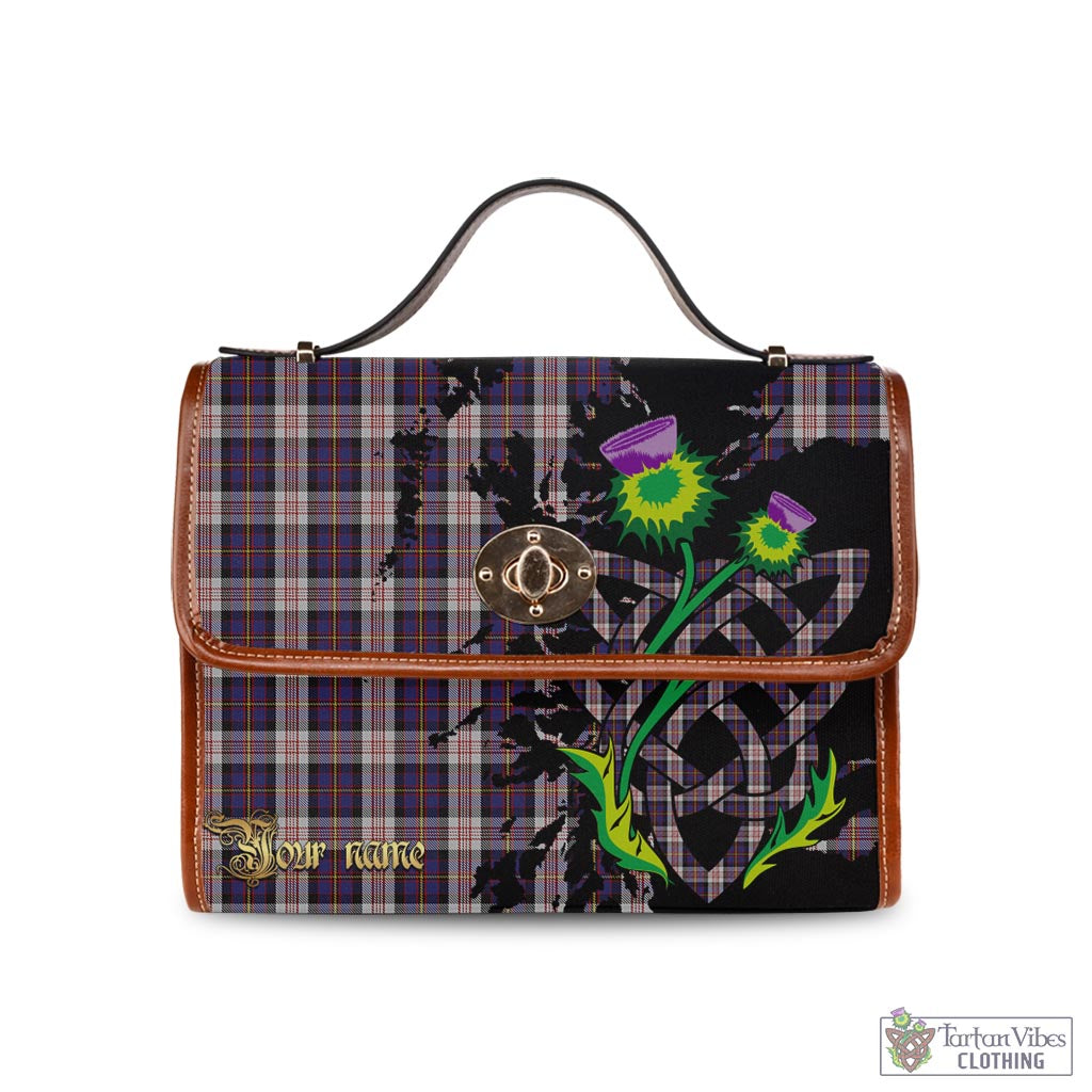 Tartan Vibes Clothing Cameron of Erracht Dress Tartan Waterproof Canvas Bag with Scotland Map and Thistle Celtic Accents