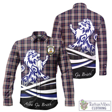 Cameron of Erracht Dress Tartan Long Sleeve Button Up Shirt with Alba Gu Brath Regal Lion Emblem