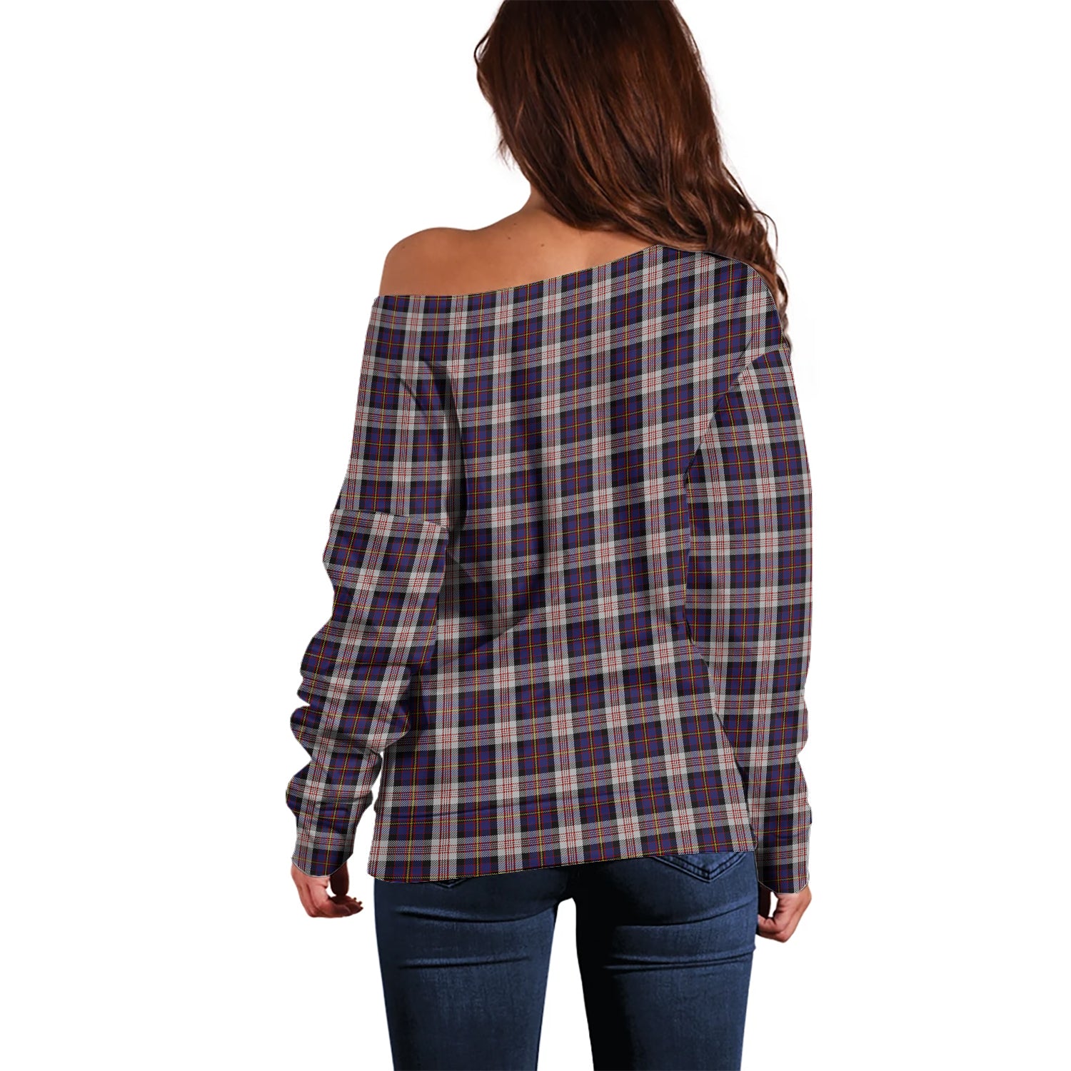 Cameron of Erracht Dress Tartan Off Shoulder Women Sweater - Tartanvibesclothing