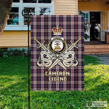 Cameron of Erracht Dress Tartan Flag with Clan Crest and the Golden Sword of Courageous Legacy