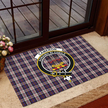 Cameron of Erracht Dress Tartan Door Mat with Family Crest