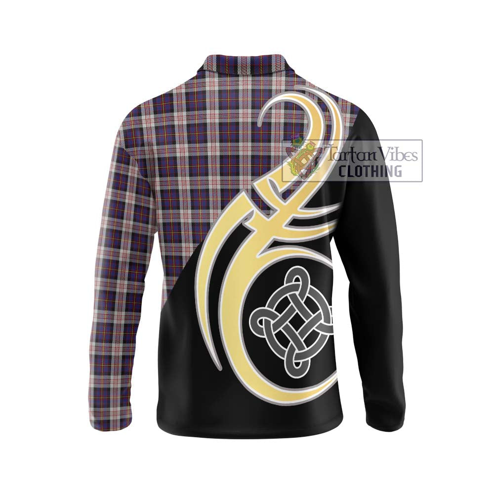 Cameron of Erracht Dress Tartan Long Sleeve Polo Shirt with Family Crest and Celtic Symbol Style - Tartan Vibes Clothing