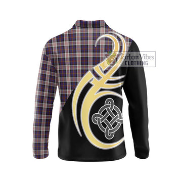 Cameron of Erracht Dress Tartan Long Sleeve Polo Shirt with Family Crest and Celtic Symbol Style