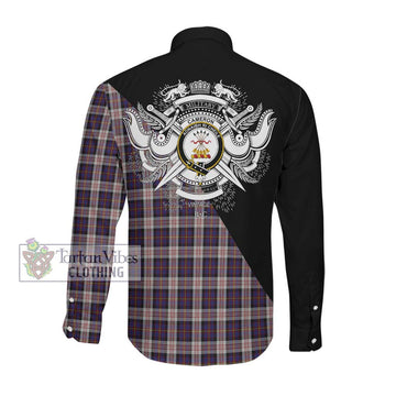 Cameron of Erracht Dress Tartan Long Sleeve Button Shirt with Family Crest and Military Logo Style