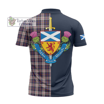 Cameron of Erracht Dress Tartan Zipper Polo Shirt Alba with Scottish Lion Royal Arm Half Style