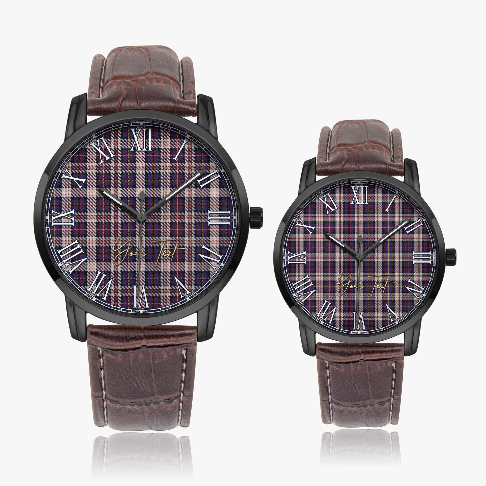 Cameron of Erracht Dress Tartan Personalized Your Text Leather Trap Quartz Watch Wide Type Black Case With Brown Leather Strap - Tartanvibesclothing