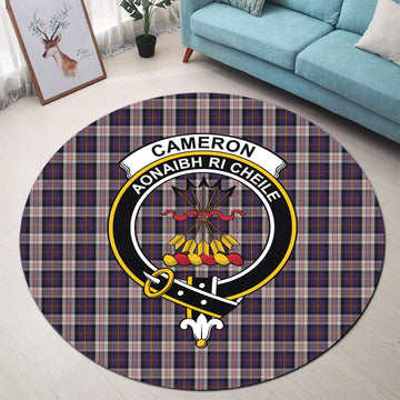 Cameron of Erracht Dress Tartan Round Rug with Family Crest