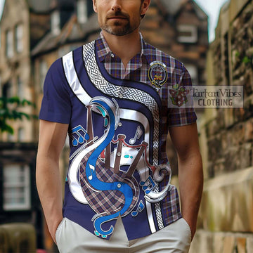 Cameron of Erracht Dress Tartan Short Sleeve Button Shirt with Epic Bagpipe Style