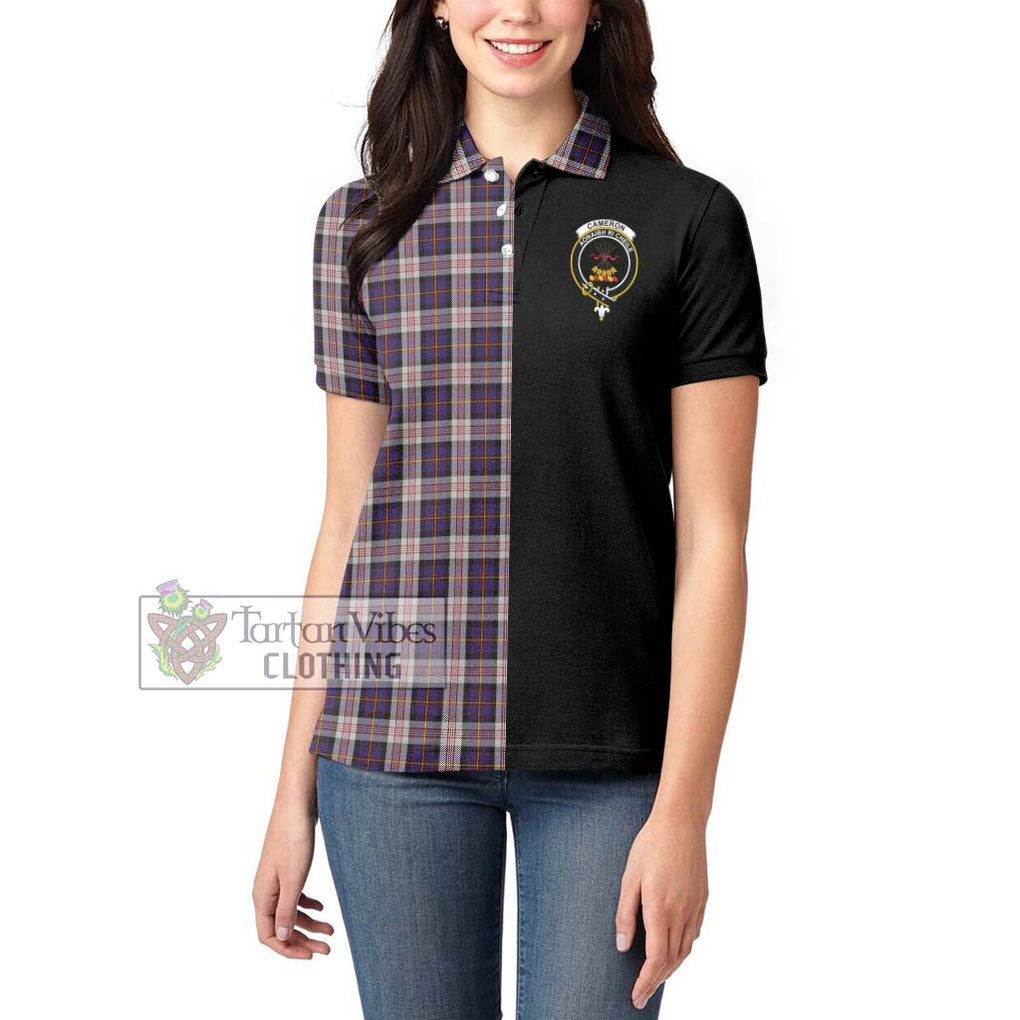 Cameron of Erracht Dress Tartan Women's Polo Shirt with Family Crest and Half Of Me Style - Tartanvibesclothing Shop