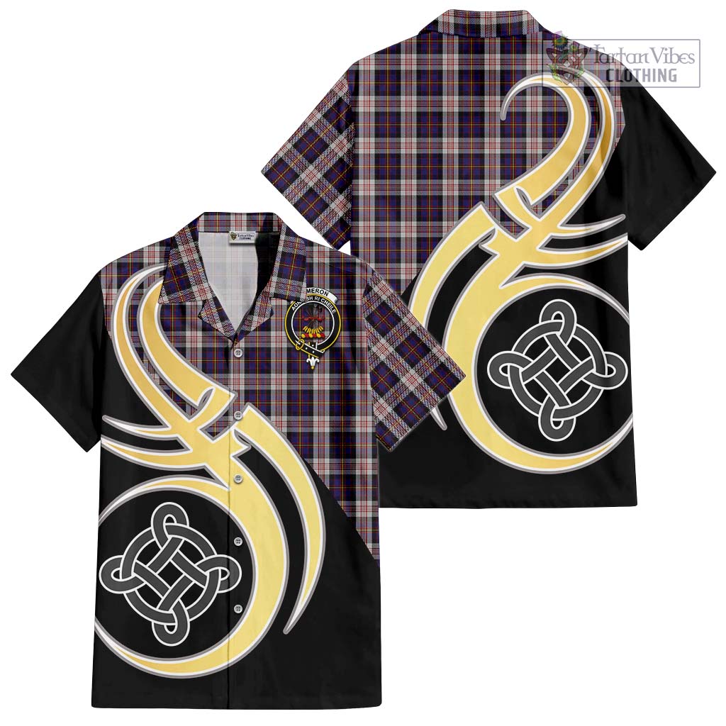 Cameron of Erracht Dress Tartan Short Sleeve Button Shirt with Family Crest and Celtic Symbol Style - Tartan Vibes Clothing