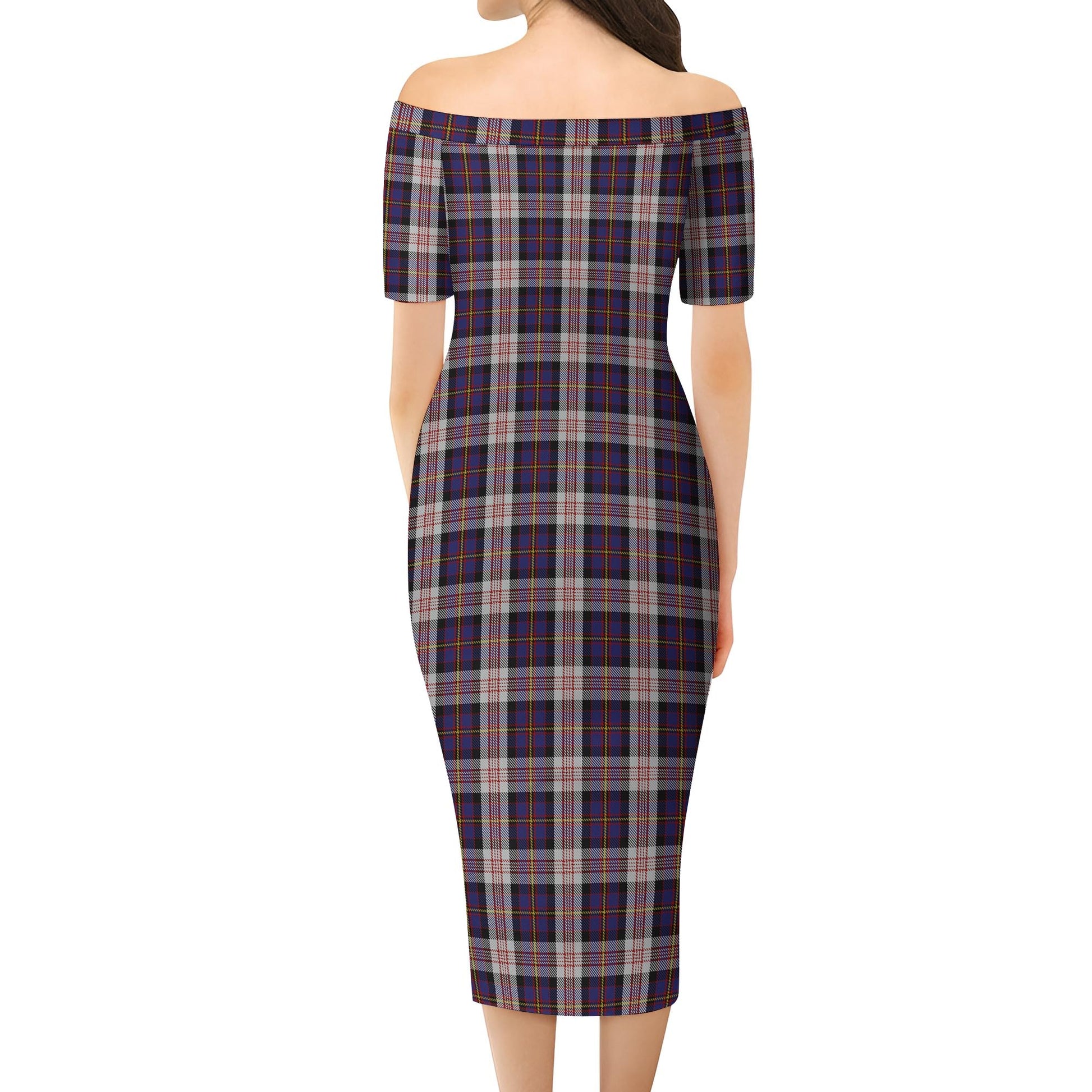 Cameron of Erracht Dress Tartan Off Shoulder Lady Dress - Tartanvibesclothing