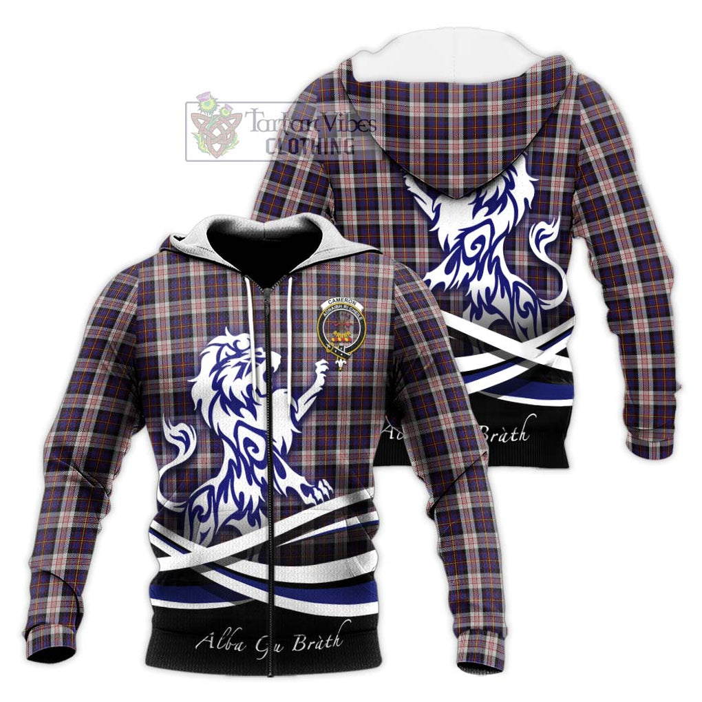 Cameron of Erracht Dress Tartan Knitted Hoodie with Alba Gu Brath Regal Lion Emblem Unisex Knitted Zip Hoodie - Tartanvibesclothing Shop