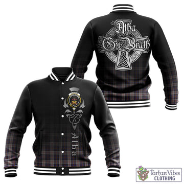 Cameron of Erracht Dress Tartan Baseball Jacket Featuring Alba Gu Brath Family Crest Celtic Inspired