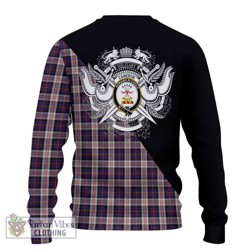 Cameron of Erracht Dress Tartan Knitted Sweater with Family Crest and Military Logo Style - Tartanvibesclothing Shop