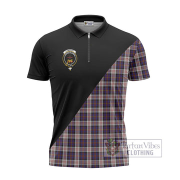 Cameron of Erracht Dress Tartan Zipper Polo Shirt with Family Crest and Military Logo Style