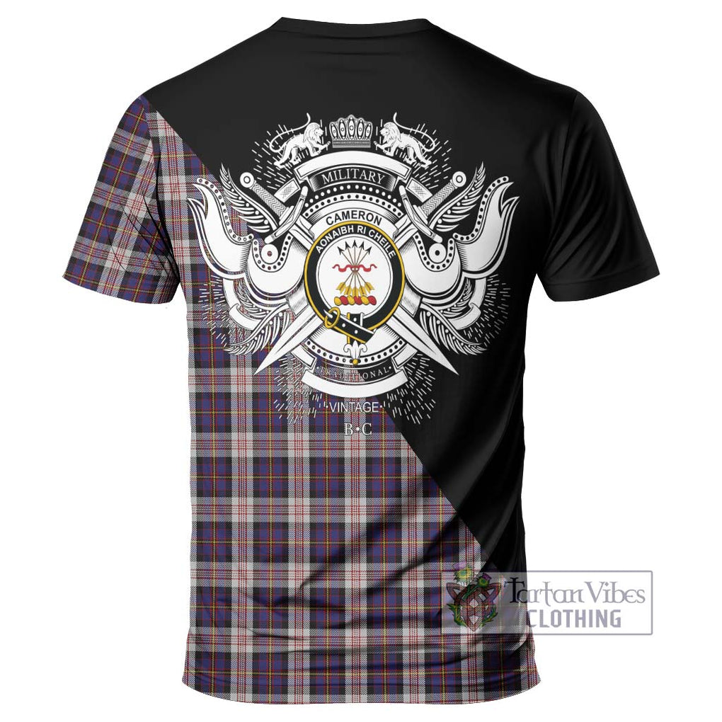 Cameron of Erracht Dress Tartan T-Shirt with Family Crest and Military Logo Style - Tartanvibesclothing Shop