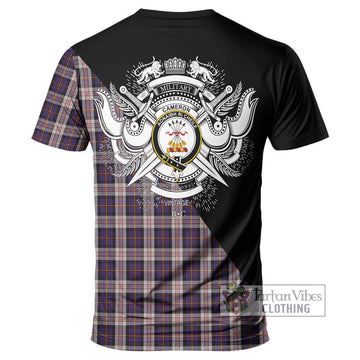 Cameron of Erracht Dress Tartan T-Shirt with Family Crest and Military Logo Style