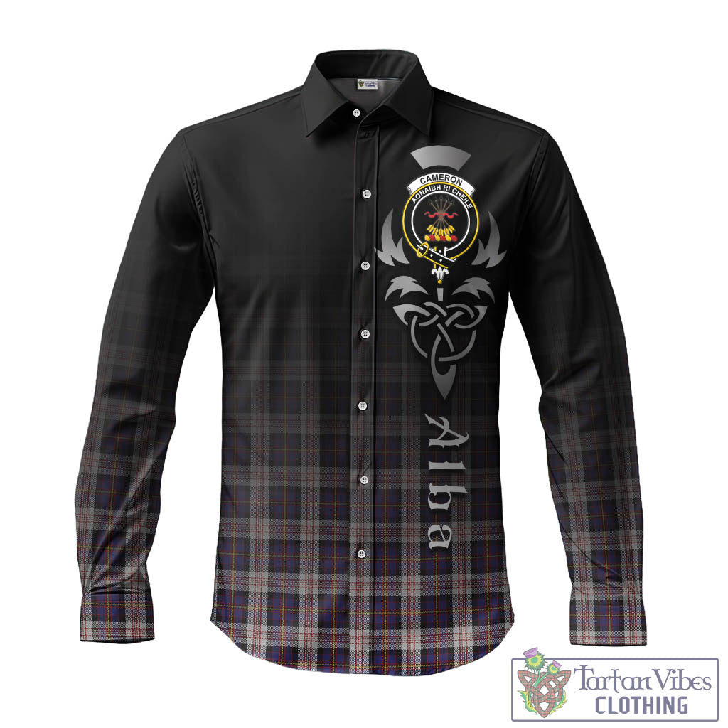 Tartan Vibes Clothing Cameron of Erracht Dress Tartan Long Sleeve Button Up Featuring Alba Gu Brath Family Crest Celtic Inspired