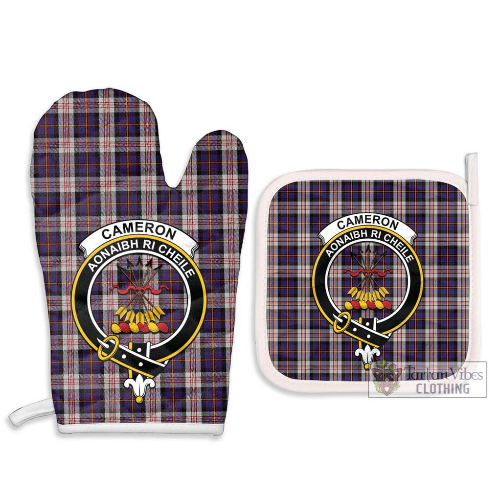 Cameron of Erracht Dress Tartan Combo Oven Mitt & Pot-Holder with Family Crest Combo 1 Oven Mitt & 2 Pot-Holder White - Tartan Vibes Clothing