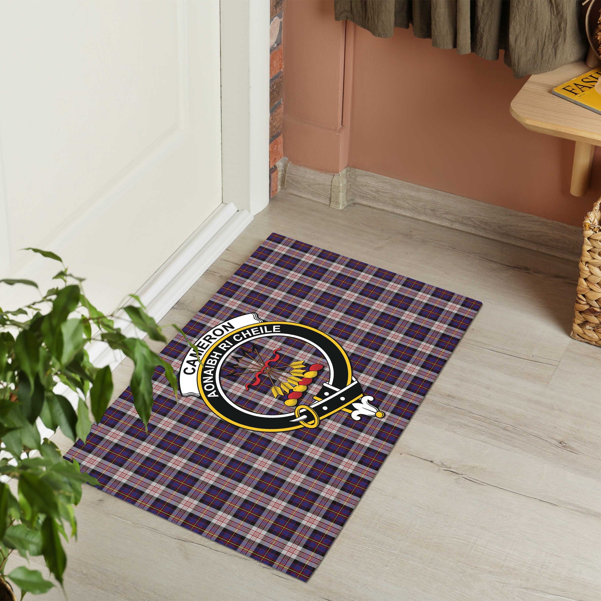 Cameron of Erracht Dress Tartan Door Mat with Family Crest - Tartanvibesclothing