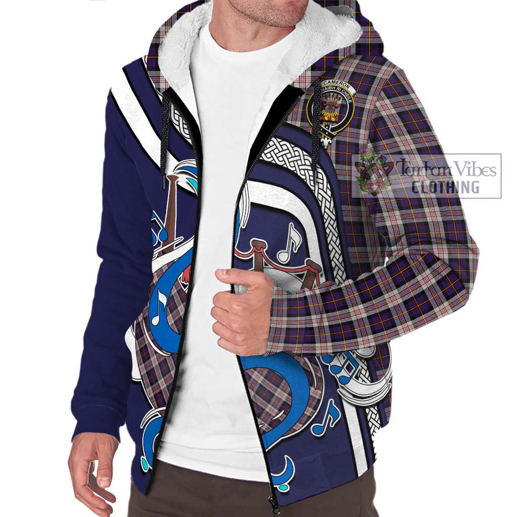 Cameron of Erracht Dress Tartan Sherpa Hoodie with Epic Bagpipe Style Unisex - Tartanvibesclothing Shop