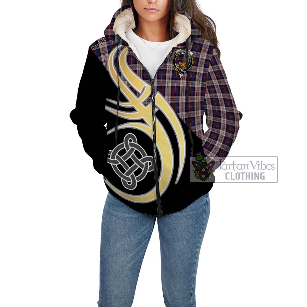 Cameron of Erracht Dress Tartan Sherpa Hoodie with Family Crest and Celtic Symbol Style Unisex - Tartan Vibes Clothing