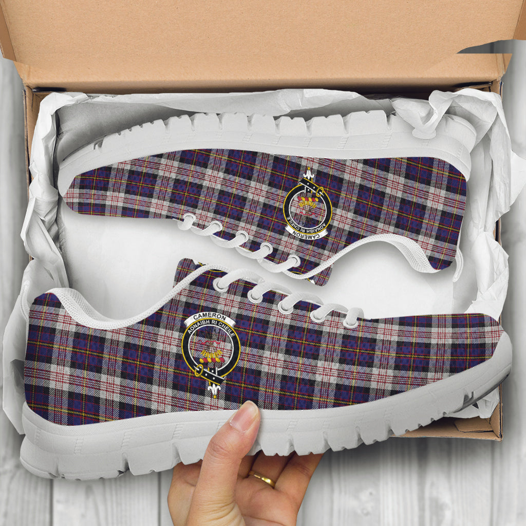 Cameron of Erracht Dress Tartan Sneakers with Family Crest - Tartan Vibes Clothing