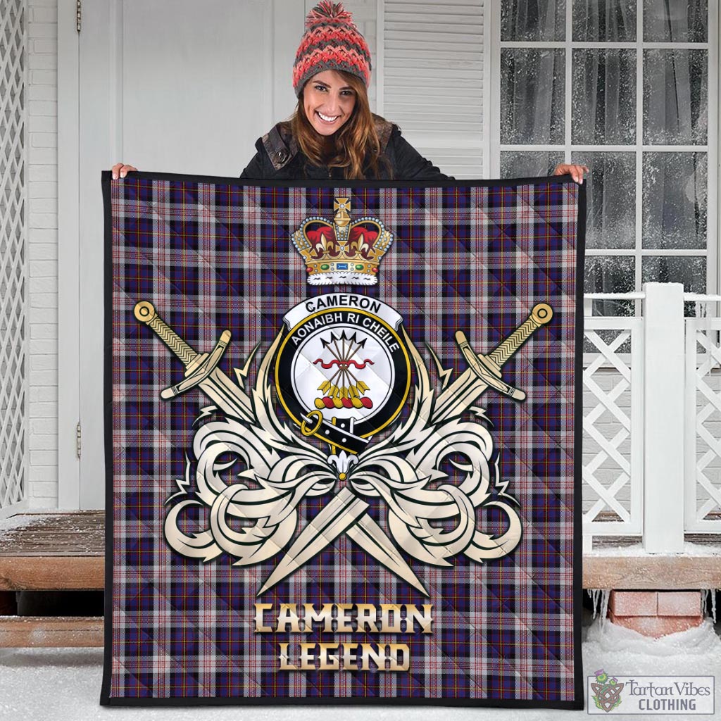 Tartan Vibes Clothing Cameron of Erracht Dress Tartan Quilt with Clan Crest and the Golden Sword of Courageous Legacy