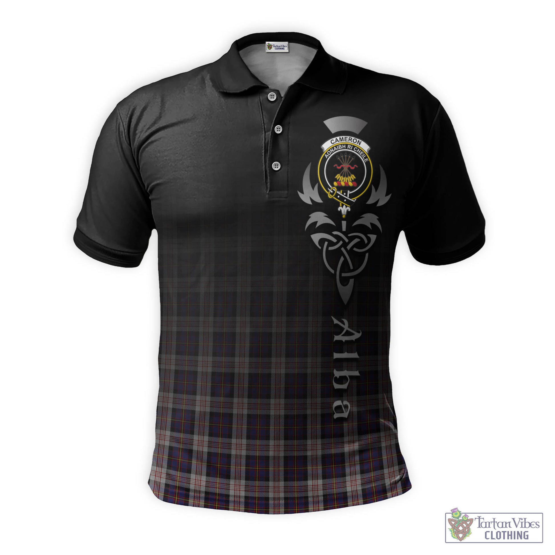 Tartan Vibes Clothing Cameron of Erracht Dress Tartan Polo Shirt Featuring Alba Gu Brath Family Crest Celtic Inspired