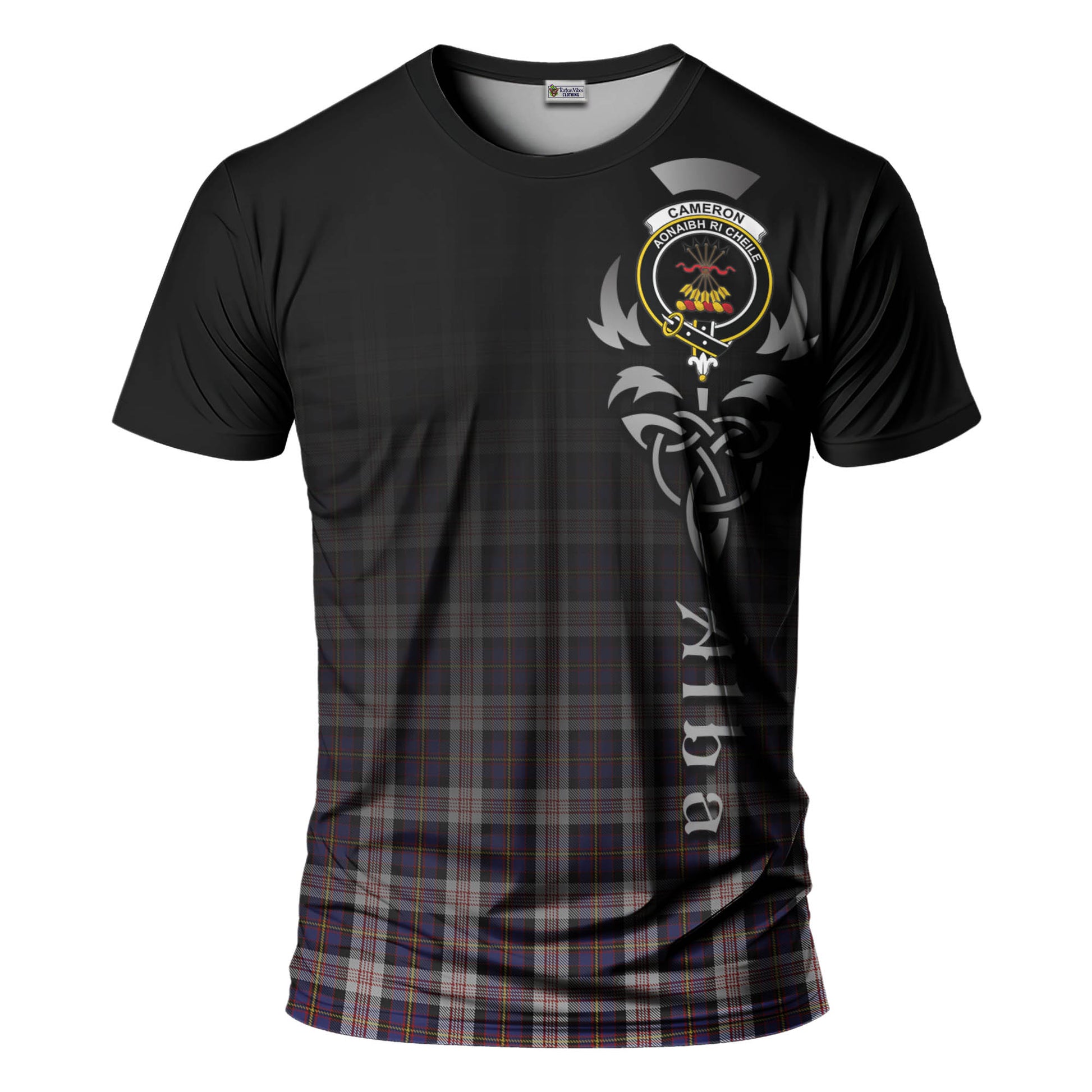 Tartan Vibes Clothing Cameron of Erracht Dress Tartan T-Shirt Featuring Alba Gu Brath Family Crest Celtic Inspired