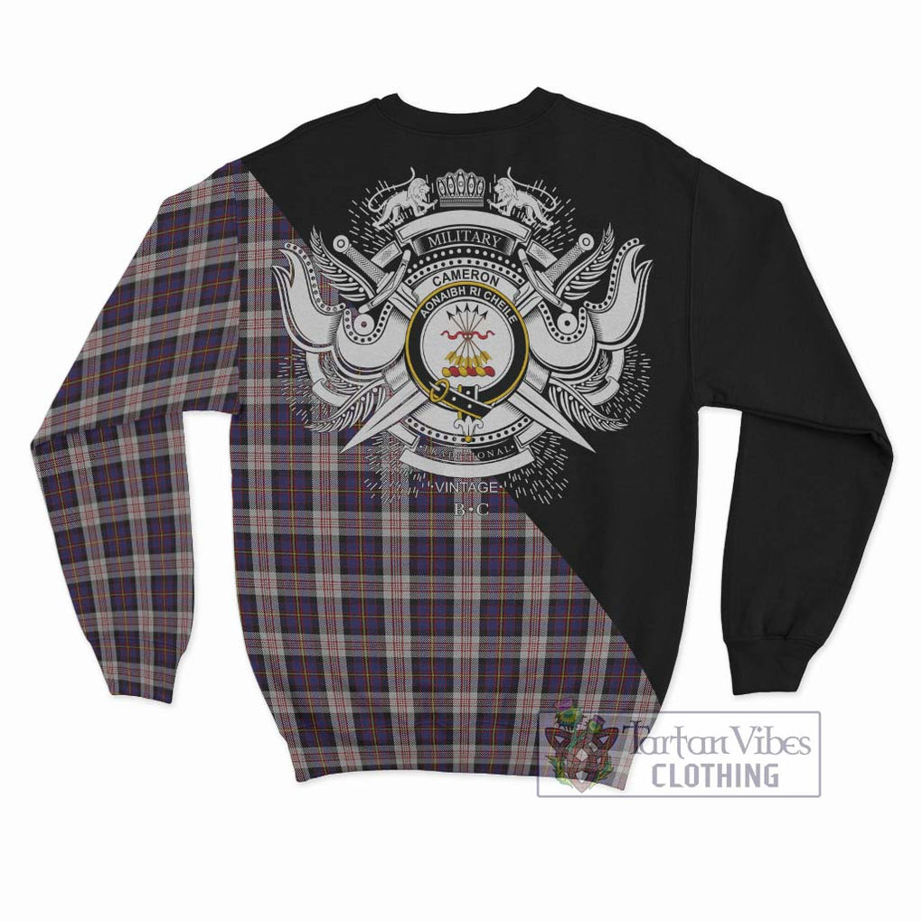 Cameron of Erracht Dress Tartan Sweatshirt with Family Crest and Military Logo Style - Tartanvibesclothing Shop