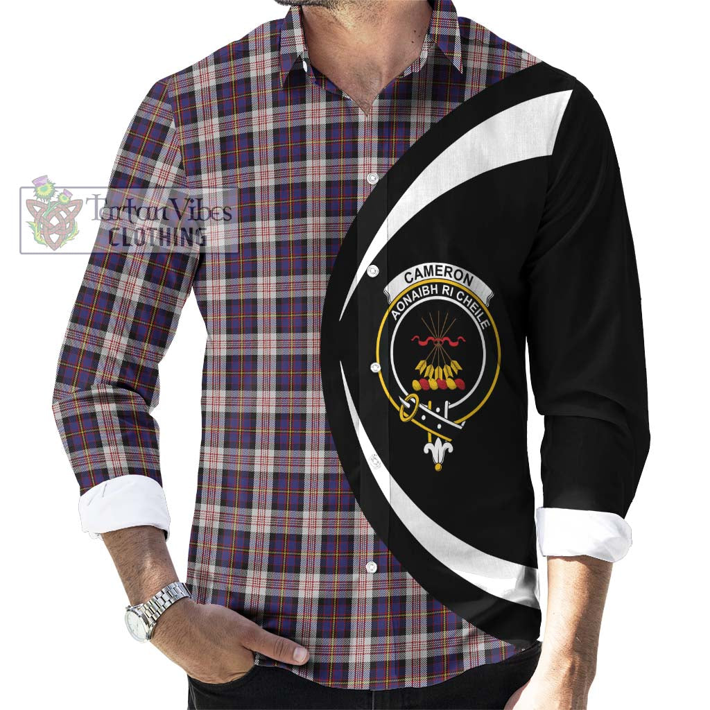 Cameron of Erracht Dress Tartan Long Sleeve Button Up with Family Crest Circle Style - Tartan Vibes Clothing