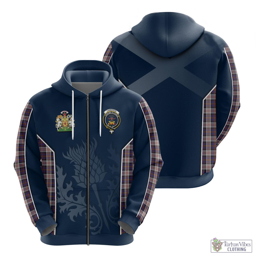 Tartan Vibes Clothing Cameron of Erracht Dress Tartan Hoodie with Family Crest and Scottish Thistle Vibes Sport Style