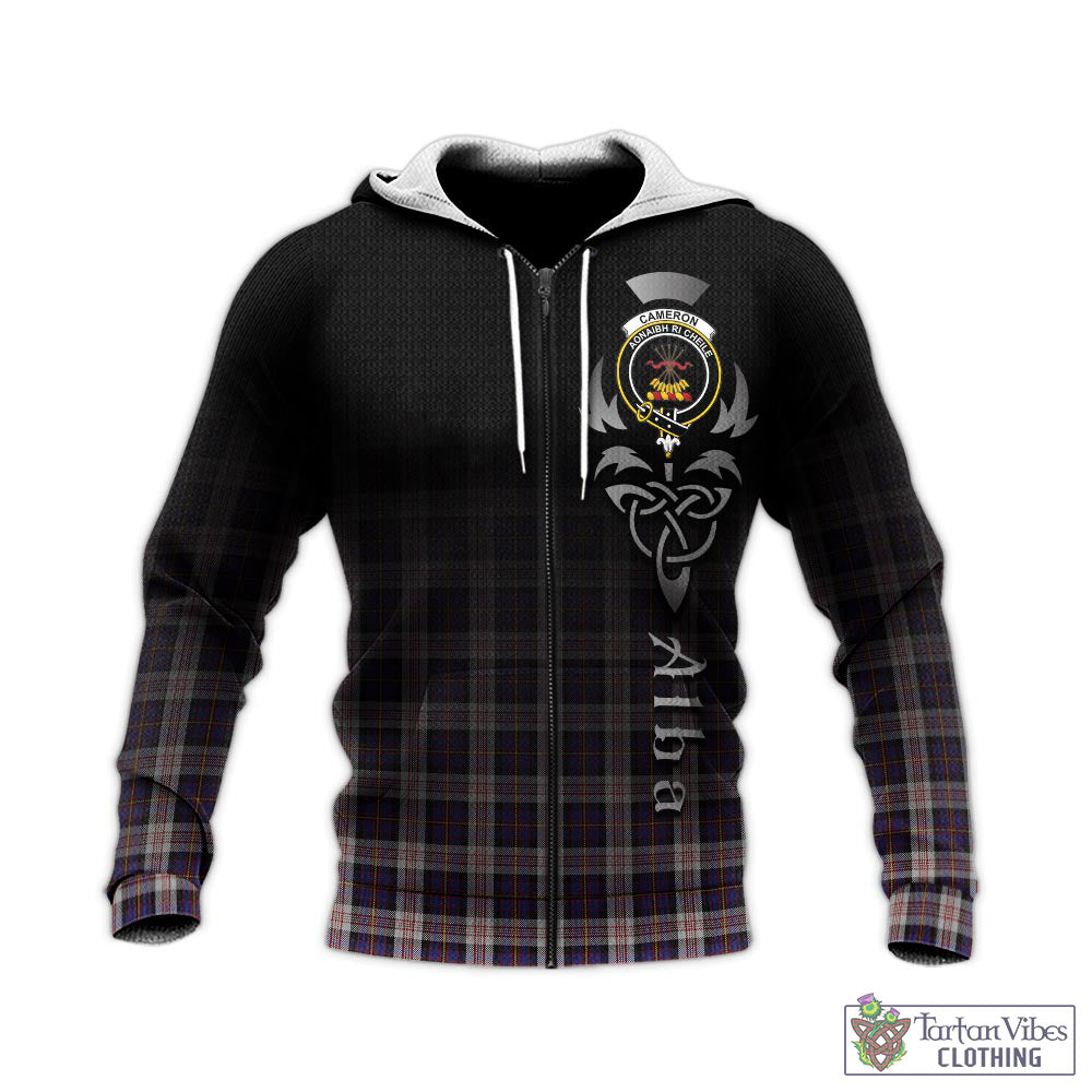 Tartan Vibes Clothing Cameron of Erracht Dress Tartan Knitted Hoodie Featuring Alba Gu Brath Family Crest Celtic Inspired