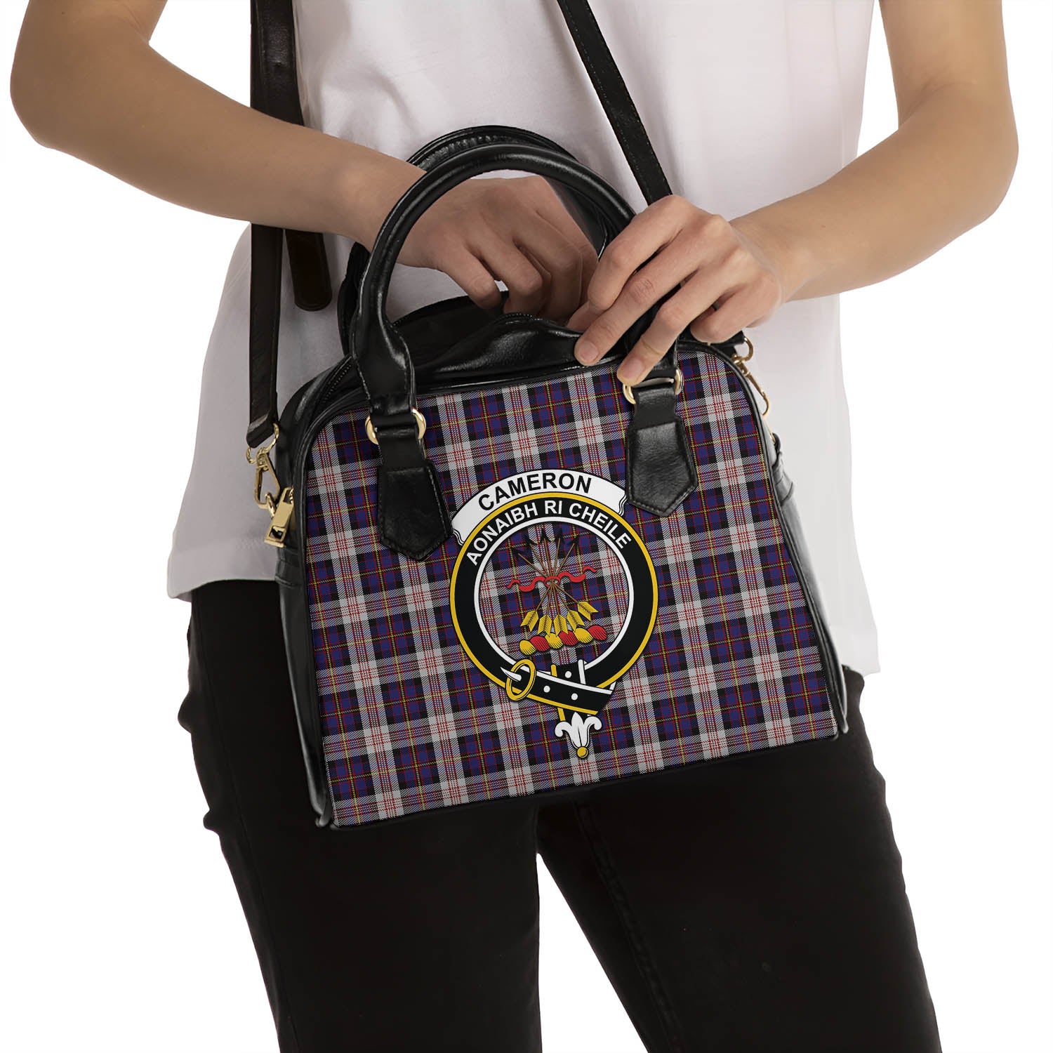 Cameron of Erracht Dress Tartan Shoulder Handbags with Family Crest - Tartanvibesclothing