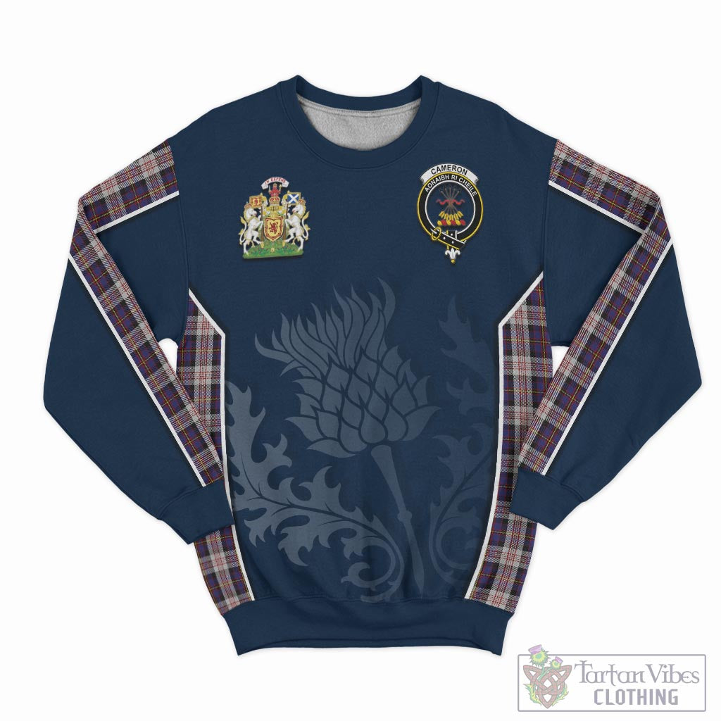 Tartan Vibes Clothing Cameron of Erracht Dress Tartan Sweatshirt with Family Crest and Scottish Thistle Vibes Sport Style