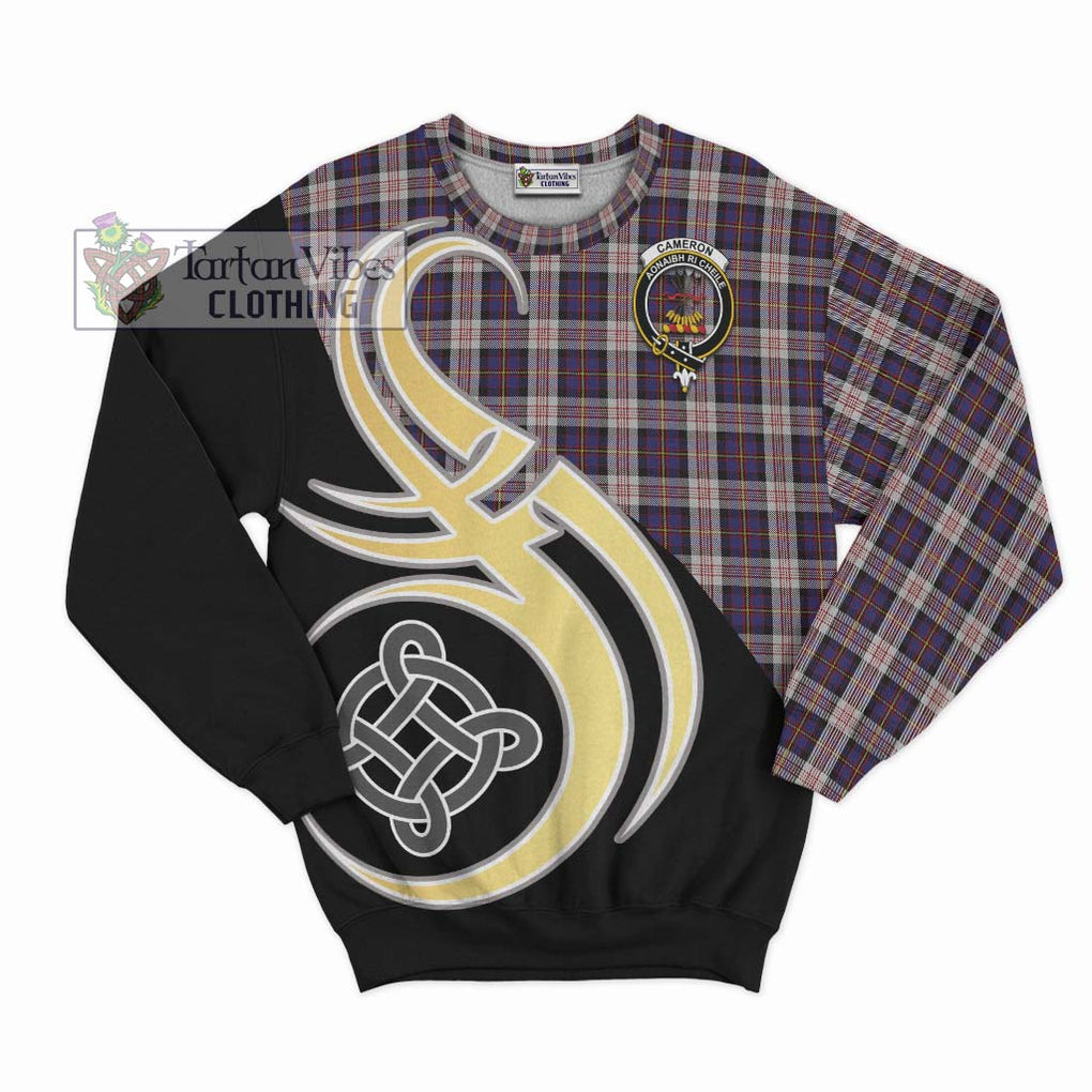 Cameron of Erracht Dress Tartan Sweatshirt with Family Crest and Celtic Symbol Style - Tartan Vibes Clothing