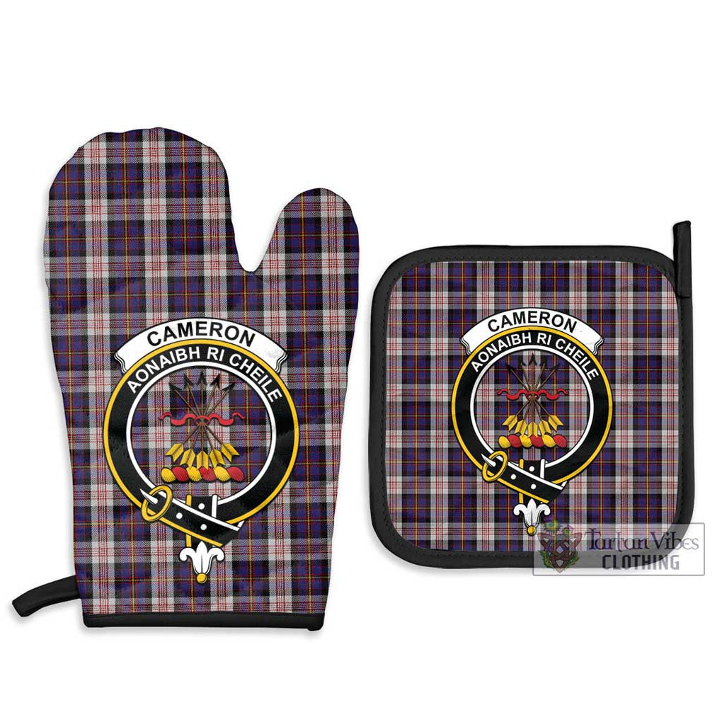 Cameron of Erracht Dress Tartan Combo Oven Mitt & Pot-Holder with Family Crest Combo 1 Oven Mitt & 2 Pot-Holder Black - Tartan Vibes Clothing