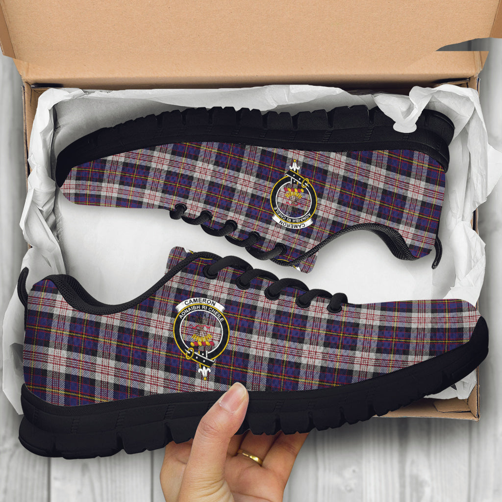 Cameron of Erracht Dress Tartan Sneakers with Family Crest - Tartan Vibes Clothing